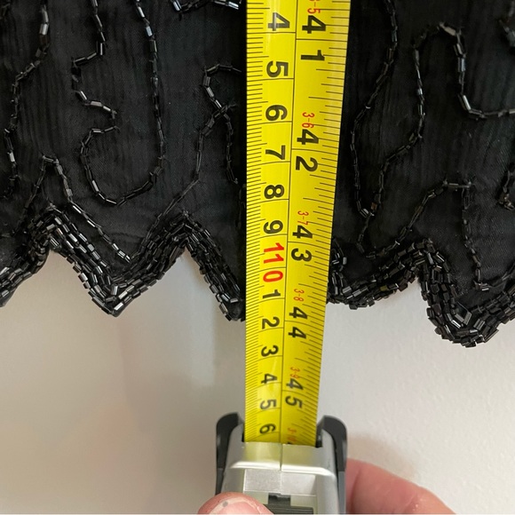 Vintage 80s LAURENCE KAZAR Beaded Silk Dress - Black, Size 1X - Picture 12 of 13